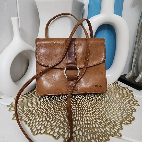 Fossil Brown Leather Crossbody Bag - Picture 5 of 15